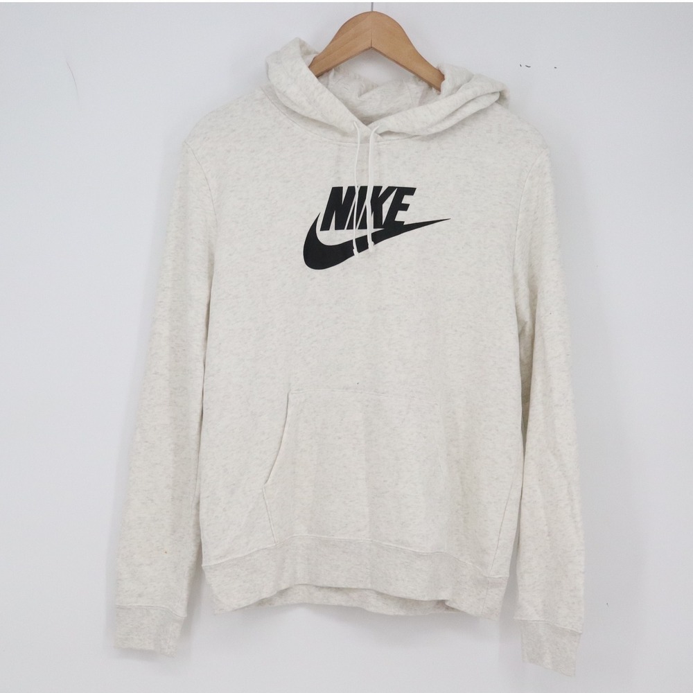 Nike Hoodie Mens Medium Pullover Oatmeal Heather Futura Logo Graphic Excellent